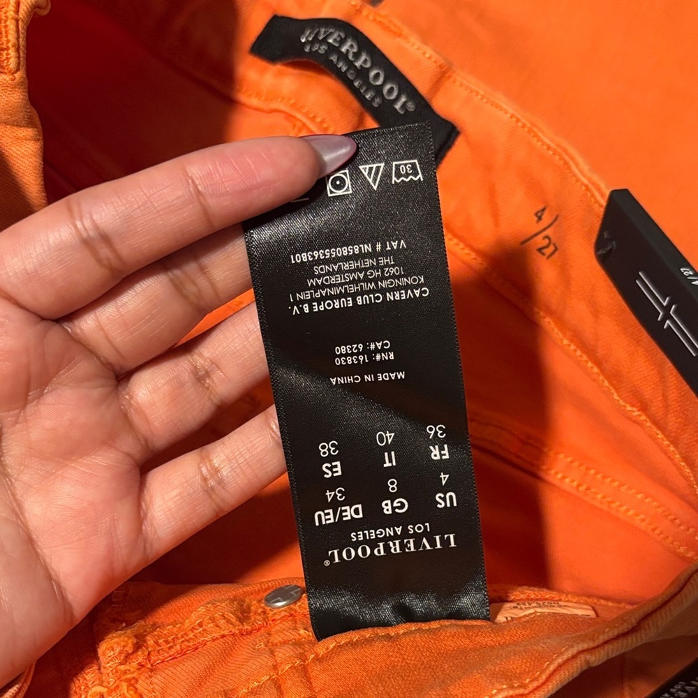 Liverpool Gia Glider Crop Skinny Jeans in Orange | Sz 4/27 - Picture 4 of 6